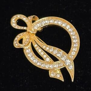 Elegant Vintage Nolan Miller Glamour Collection GoldTone Rhinestone Brooch